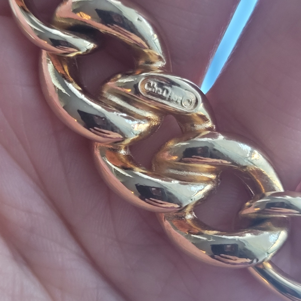 VINTAGE CHRISTIAN DIOR GOLDTONE NECKLACE WITH RHINESTONES - Picture 7 of 15